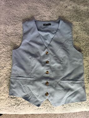 PrettyGarden Blue Button Front Vest Size M